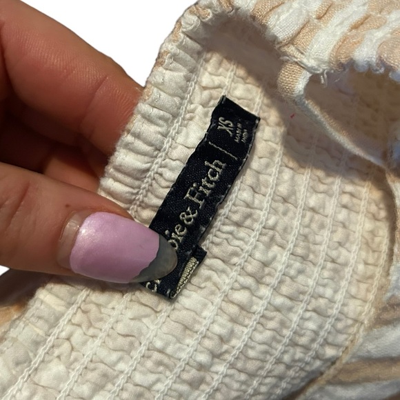 Abercrombie & Fitch Cotton Striped button front mini dress tan and white Size XS - Picture 7 of 11